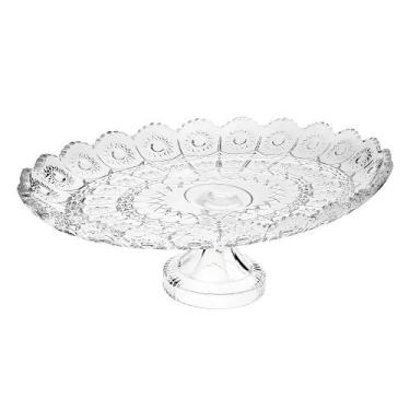 Imagem de Prato Oval Com Pé De Vidro Em Relevo 23x36cm - Freecom