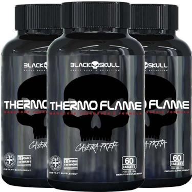 Imagem de 3x Thermo Flame 60 Tabs - Melhor Termogênico - Black Skull-Unissex