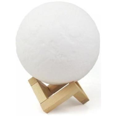Imagem de Luminária Abajur Lua Cheia 3D Led Com Suporte 15Cm