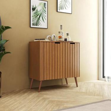 Imagem de Aparador para Sala de Estar 2 Gavetas 1 Porta com Vidro 80cm com Pés N