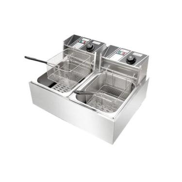 Imagem de Fritadeira Elétrica 2 Cubas Aço Inox 10 Litros 220v 5000W - Stevan Met