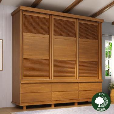 Imagem de Guarda-roupa Veneziana 3 Portas de Correr Madeira maciça - Moveis Nath
