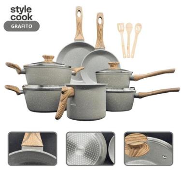 Imagem de Jogo de Panelas Antiaderente Cerâmico Fogão Indução Kit 10 Peças Cook 