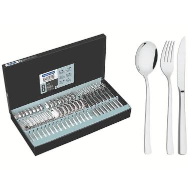 Imagem de Faqueiro Tramontina Berlin Aço Inox Com Facas Para Churrasco Forjada Acab. Alto Brilho 48 Peças 66934144