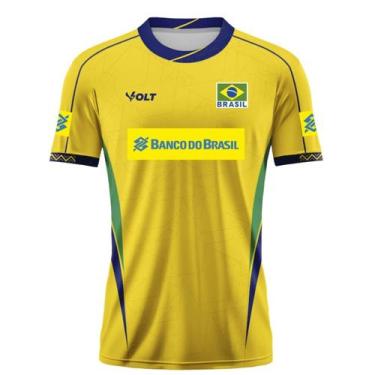 Imagem de Camisa Vôlei Volt Brasil CBV 2025 Oficial Masculina Amarela -, G