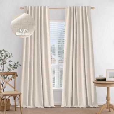 Imagem de Cortinas MIULEE 100% Blackout Linen 230 cm H para 2 painéis de quarto