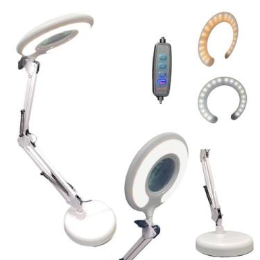 Imagem de Luminária Led Ring Light De Mesa Articulavel Abajur Com Lupa 8x D&Z, 8