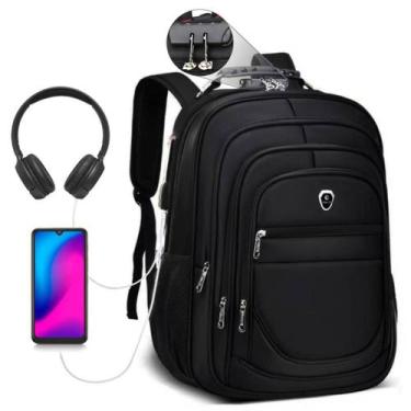 Imagem de Mochila Executiva Escolar Grande Espaço Notebook Cabo Fone de Ouvido -