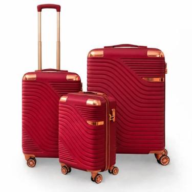 Imagem de Kit 3 Malas de Viagem Estocasa Grande Média Pequena Bordo Rígido Resis