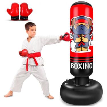 Imagem de SHZYGQ Saco de Pancadas Inflável Infantil 165 cm com Luvas - Conjunto de Boxe para Meninos e Meninas