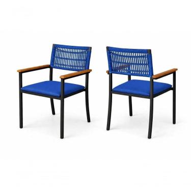 Imagem de Kit 2 Cadeiras Externa Náutica Com Braço Trama Pto Az Solare