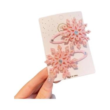 Imagem de Presilha De Cabelo Infantil Frozen Floco De Neve 2 Peças Princesa Elsa