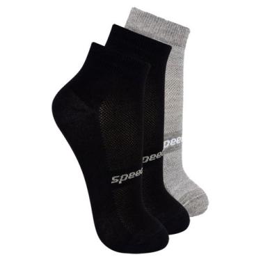 Imagem de Kit com 3 Pares de Meias Esportiva Cano Curto Speedo 8033 Colorido, Pr