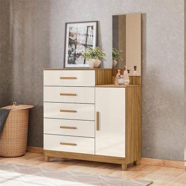 Imagem de Cômoda Sapateiro Ambiente Lisboa Freijó Off White com Espelho - Moval