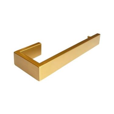 Imagem de Porta Toalha Toalheiro de Rosto Quadrado Inox Dourado Fosco - RENO