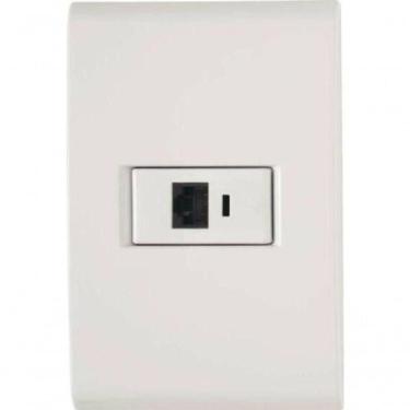Imagem de Conjunto 4x2 1 Tomada Rj45 Cat. 6 Tramontina Liz Branco