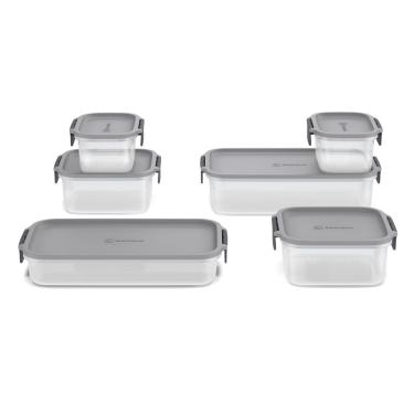 Imagem de Potes Herméticos de Plástico Electrolux Cinza 6 Unidades Empilháveis Modulares