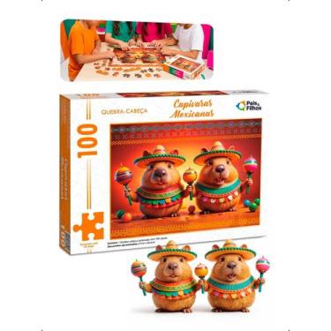 Imagem de Quebra Cabeça 100 Peças Capivara Mexicana Infantil Educativo - Pais E 