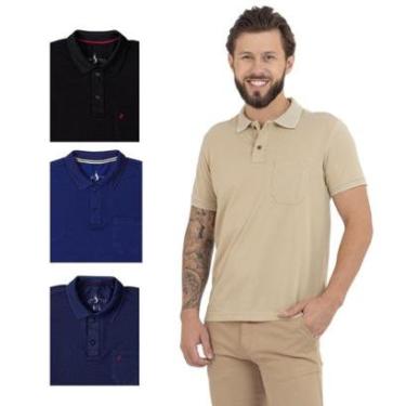 Imagem de Kit 4 Camisa Polo Masculina Pique Premium com Bolso Casual-Masculino