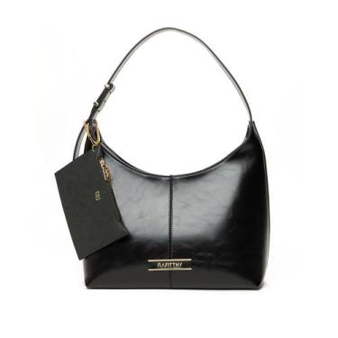 Imagem de Bolsa Feminina Rafitthy Baguete Média Envernizada Preto, Preto, Único