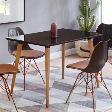 Imagem de Mesa Sala Jantar Veneza Tampo Vidro 120x90cm - CASA D, Preto