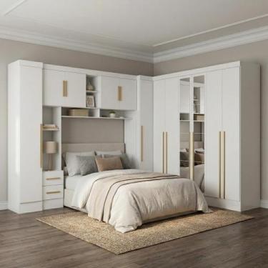 Imagem de Guarda Roupa Casal Modulado 4 Peças 12 Portas 5 Gavetas com Espelho e 