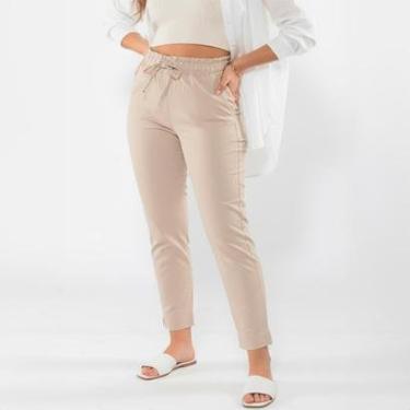 Imagem de Calça Sarja Feminina Cintura Alta com Elastano e Amarração Conforto e Estilo Casual-Fem...