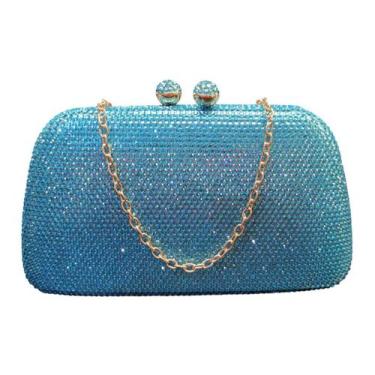 Imagem de Bolsa de Festa Clutch com Strass Brilho Luxo - Lika, Azul claro