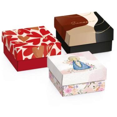 Imagem de Caixa para Presente com Tampa Mini Quadrada P 6,5X6,5X3,5 CM Sortida -