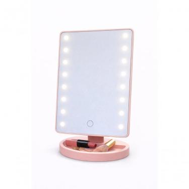 Imagem de Espelho de Mesa para Maquiagem com LED Retangular 26x17x12cm Moldura Plástica para Skincare Preto Dromos
