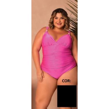 Imagem de Maiô Liso Plus Size Com Bojo Corpo Grampreado - Sol e Água, Preto, 50