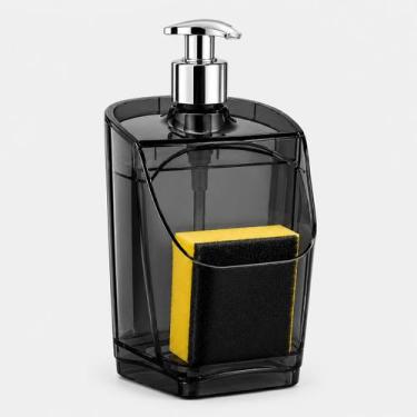 Imagem de Dispenser Detergente Translúcido 500ml UZ UTILIDADES com Porta Esponja