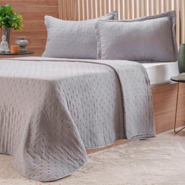 Imagem de Kit Colcha King Miraggio New Soft 100% Poliéster 260x280cm Cinza Soft 