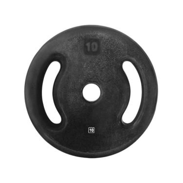 Imagem de Anilha de Ferro Fundido Emborrachada com Alça Lateral 10kg Preto Anilhas Fitness