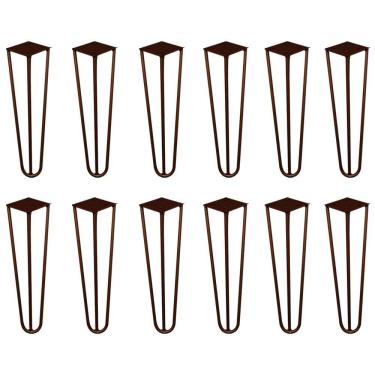 Imagem de Kit 12 Pés para Móveis Hairpin Legs G41 Ferro Maciço 25cm Bronze Gran Belo