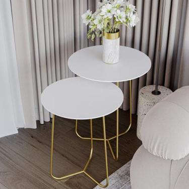 Imagem de Conjunto Mesa Lateral de Canto Trude 55cm x 45cm x 45cm Branco - Previ