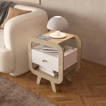 Imagem de Mesa Lateral com USB Theo 65,0cm x 55,0cm x 39,0cm Marrom - Artely