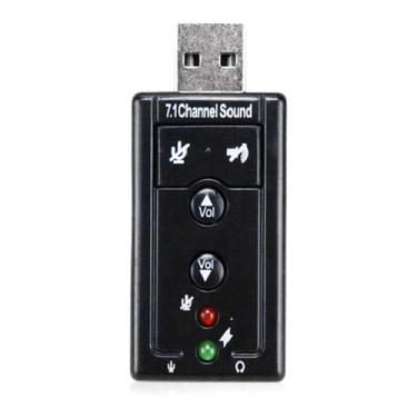 Imagem de Placa de Som Adaptador USB Externo Áudio P2 7.1 para PC e Notebook mar