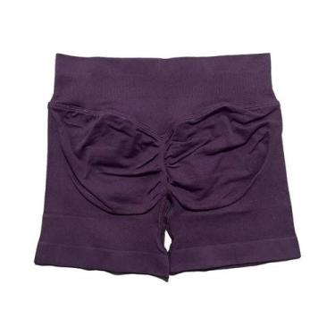 Imagem de Shorts De Yoga E Corrida Femininos De Cintura Alta Sem Costura, Elásti