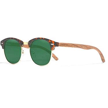 Imagem de Óculos de Sol Masculino Kingseven Retro Hastes de Madeira com Proteção Lentes Polarizados UV400 (C2)