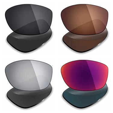 Imagem de 4 pares de lentes polarizadas de substituição Mryok para óculos de sol Oakley Pit Bull – Preto Stealth Preto/Bronze Marrom/Prata Titânio/Midnight Sun