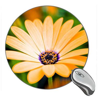 Imagem de Mouse pad macro redondo com pétalas de flores amarelas, mouse pads personalizados para jogos
