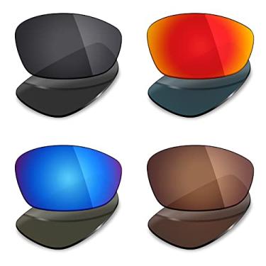 Imagem de 4 pares de lentes polarizadas de substituição Mryok para óculos de sol Costa Del Mar Fisch - Stealth preto/vermelho fogo/azul gelo/bronze marrom
