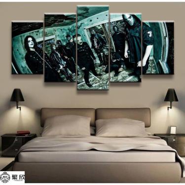 Imagem de Quadro Decorativo Slipknot 5 peças 130x65 cm em tecido