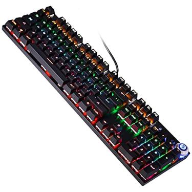 Imagem de Teclado mecânico RGB, 9 botões de teclado RGB versão 104 teclas teclado com design ergonômico, para jogos de PC