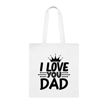 Imagem de Sacola I Love You Dad, para pai, bolsa de ombro papai, bolsas reutilizáveis para papai, presente para papai da filha favorita, filho e filhos, Branco