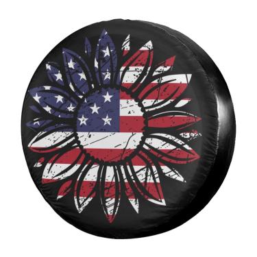 Imagem de Capa de pneu sobressalente com flor de girassol, à prova d'água, à prova de poeira, capa de pneu para Jeep, Trailer, RV, SUV e muitos veículos 38 cm