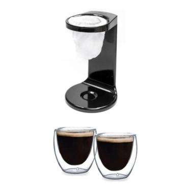 Imagem de Passador Café Individual Preto Acompanha Filtro + Copo Dupla