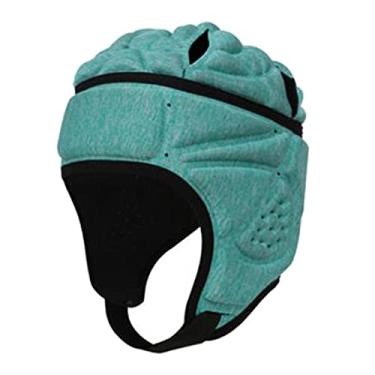 Imagem de Simhoa Chapéu de Rugby Roller Hat protetor para cabeça, protetor de cabeça de rugby, acolchoado colisão de impacto para crianças, verde esmeralda