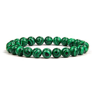 Imagem de Pulseira de pedra de malaquita verde natural feito à mão com contas redondas pulseiras casal energia ioga pulseira homens mulheres joias - malaquita 8 mm, Cristal